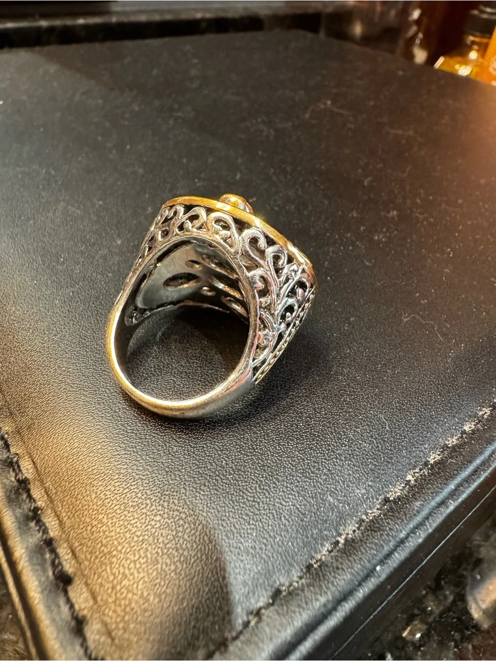 Premier Designs Gold-Tone Filigree Ring with Clear Crystals